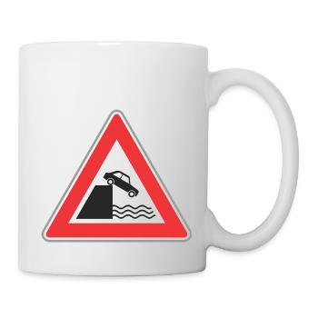 Panneau routier voiture peut tomber à l'eau - Mug blanc - blanc - Droite