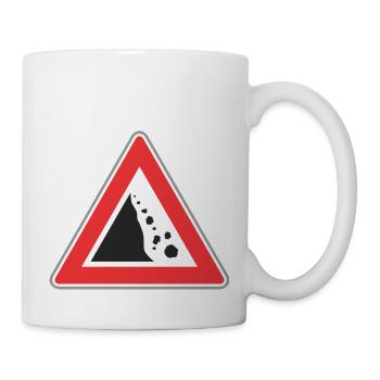 Panneau routier chute de pierre - Mug blanc - blanc - Droite