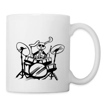 schlagzeug drummer drumstick trommeln hase - Tasse - Weiß - Rechts