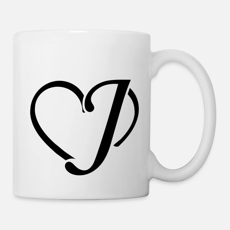 Herz Buchstaben J - Tasse - Weiß