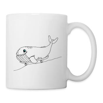 Blauwal mit Skateboard - Tasse - Weiß - Rechts