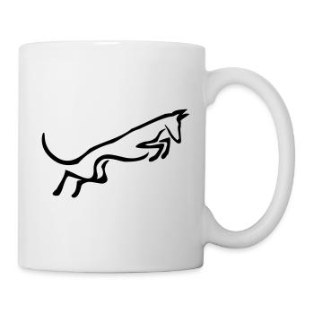 Podenco springt - Tasse - Weiß - Rechts