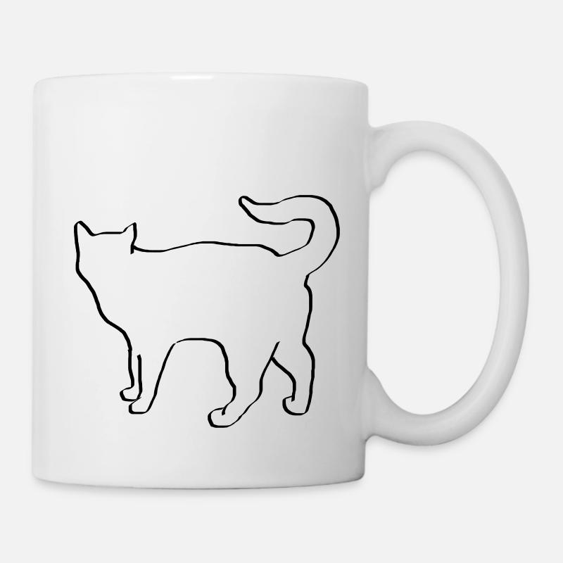 Chat dessin silhouette chat cadeau de miaou - Mug blanc - blanc