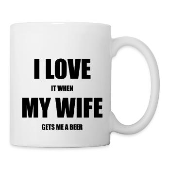I love it when my wife gets me a beer, Bière, mariage - Mug blanc - blanc - Droite