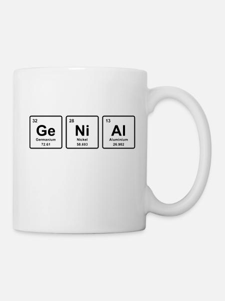 GENIAL ELEMENTE lustiges Geschenk Periodensystem - Tasse - Weiß