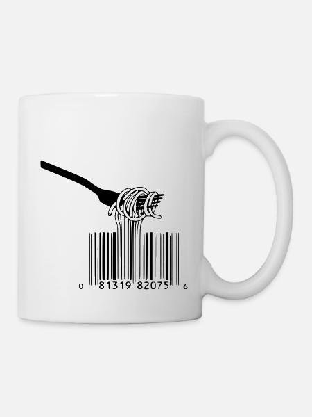 barcode gabel spaghetti - Tasse - Weiß