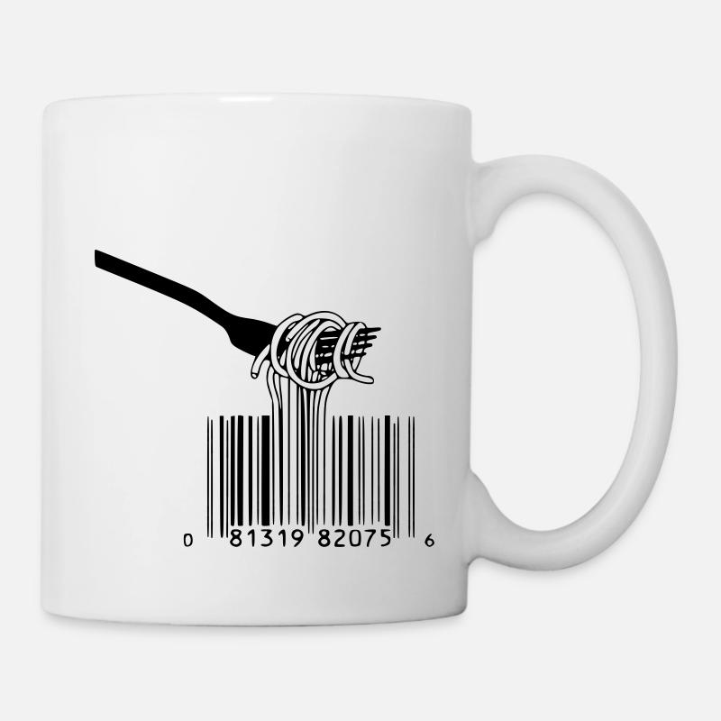 barcode gabel spaghetti - Tasse - Weiß