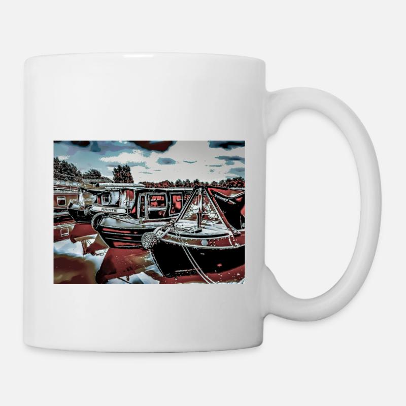Canal Boat Marina, Northampton - Mug - white