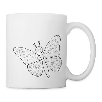Achtung ein Schmetterling - Tasse - Weiß - Rechts