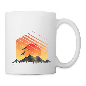 Sunset birds mountains - Mug - white - Right
