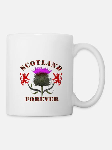 scotland forever thistle_red tartan - Mug - white