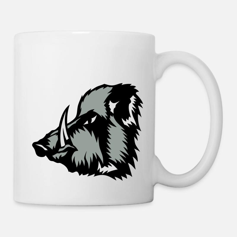 sanglier sauvage feroce3 boar face carto - Mug blanc - blanc