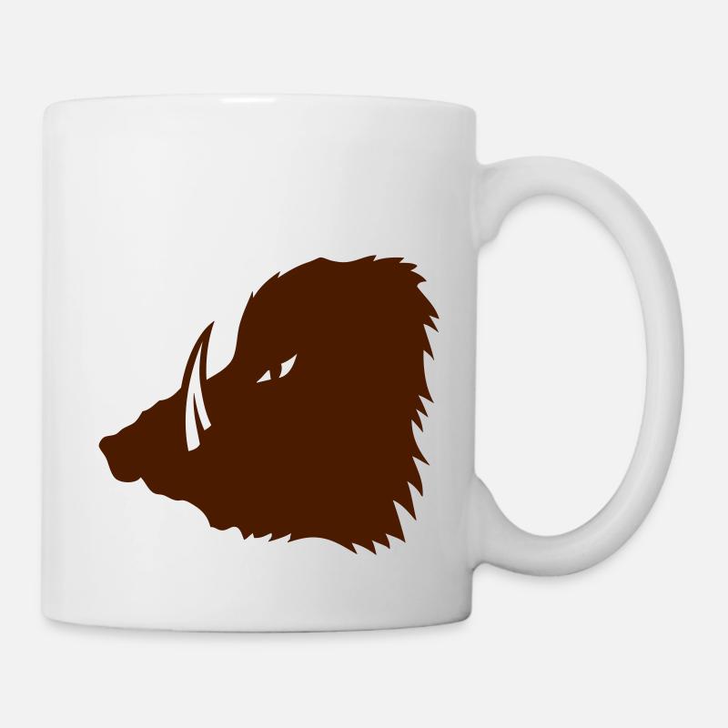 sanglier sauvage silhouette feroce3 - Mug blanc - blanc