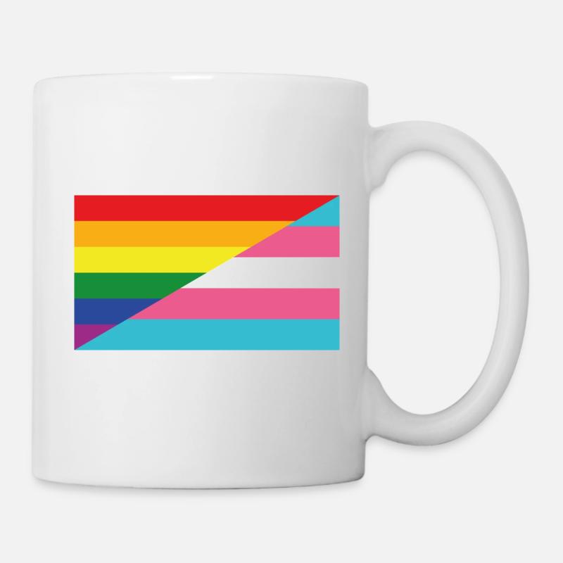 Rainbow-Trans* Flag - Tasse - Weiß