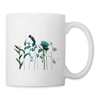Turquoise Green Flowers & Herbs - Mug - white - Right