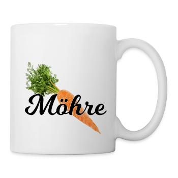 Möhre / schwarze Schrift - Tasse - Weiß - Rechts