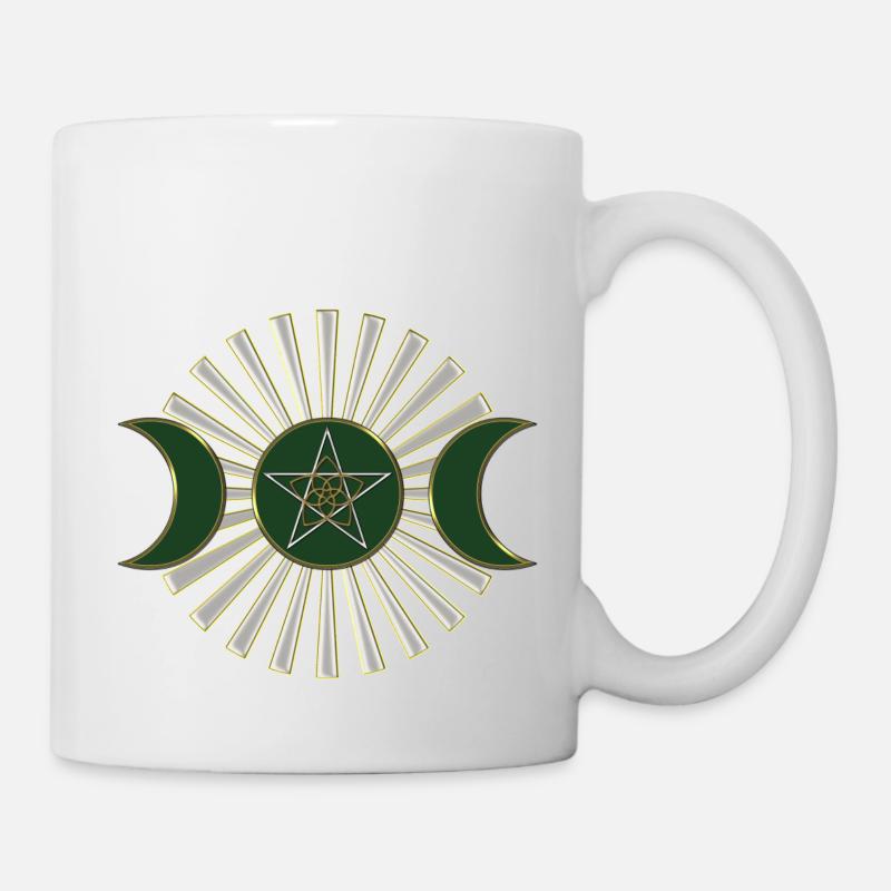 Lune - Pentagram - Vénus fleur - vert - Mug blanc - blanc