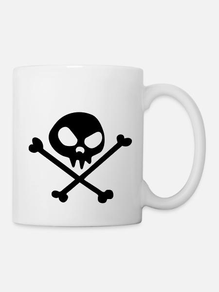 tete de mort pirat tribal skull in a funny comics - Mug blanc - blanc