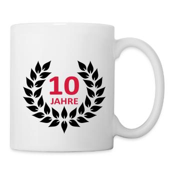 Lorbeerkranz - 10 Jahre - Tasse - Weiß - Rechts