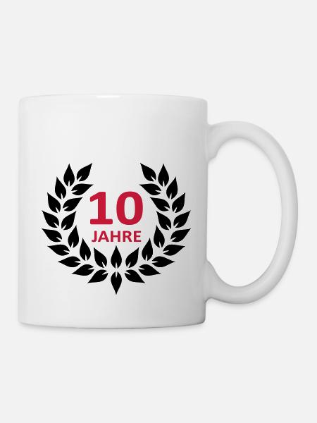 Lorbeerkranz - 10 Jahre - Tasse - Weiß