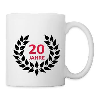 Lorbeerkranz - 20 Jahre - Tasse - Weiß - Rechts
