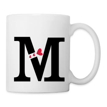 Capital letter M with hearts - Mug - white - Right