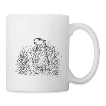 Alpen Murmeltier Zeichnung - Tasse - Weiß - Rechts