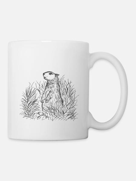 Dessin de marmotte alpine - Mug blanc - blanc