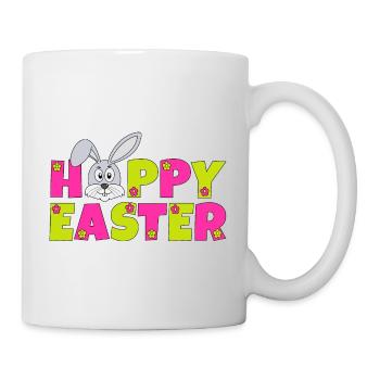 Joyeuses Pâques Lapin de Pâques Fleurs Lapin Houblonnées Pâques - Mug blanc - blanc - Droite
