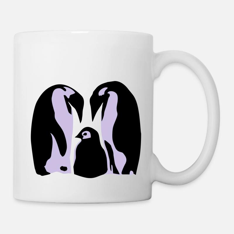Pinguine, Pinguinfamilie - Tasse - Weiß