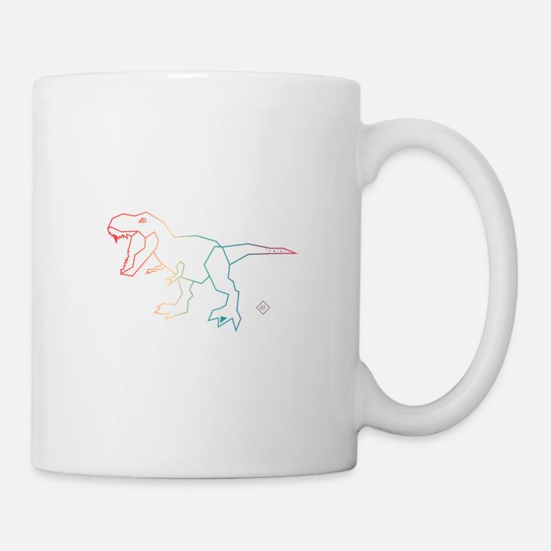 Rainbow Dino Tyrannosaurus Rex - Mug blanc - blanc