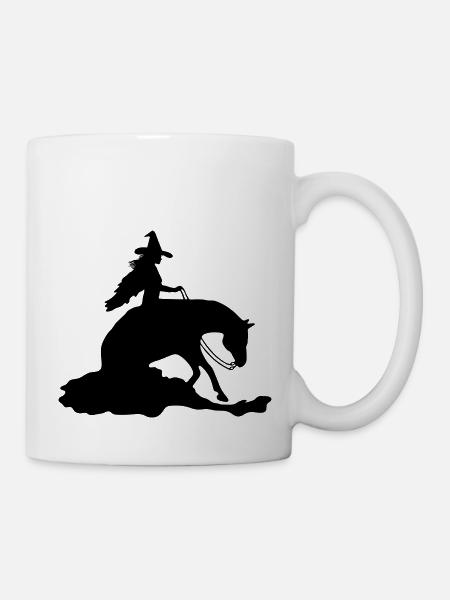 Sorcière sur cheval occidental, arrêt coulissant - Mug blanc - blanc