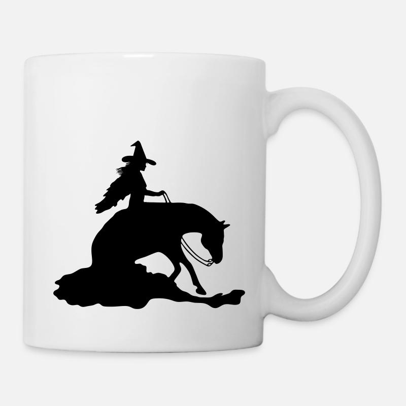 Sorcière sur cheval occidental, arrêt coulissant - Mug blanc - blanc
