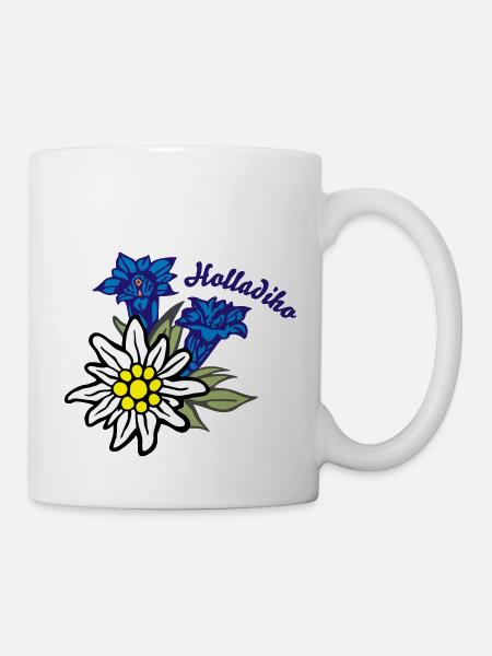 (edelweiss_mit_enzian_holladiho) - Tasse - Weiß