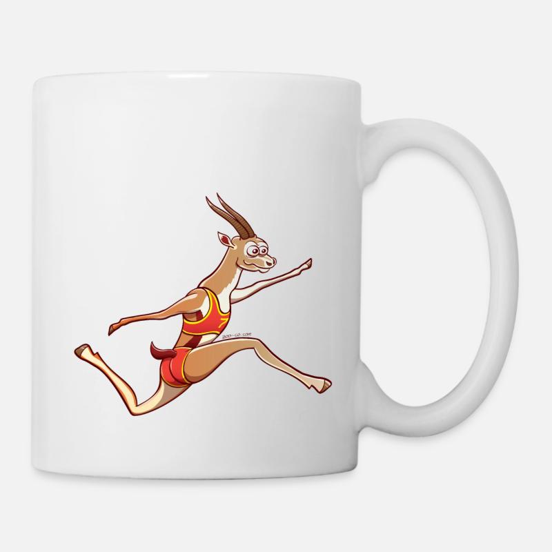 Slender Gazelle Performing a Long Jump - Mug - white