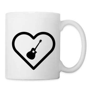 Heart I love acoustic guitar guitar guitarist music - Mug - white - Right