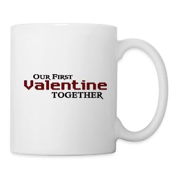 first Valentine together partner look gift love - Mug - white - Right