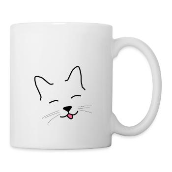 chat heureux - Mug blanc - blanc - Droite