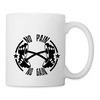 kein Brotgewinn Zitat Bodybuilding Stop - Tasse - Weiß - Rechts
