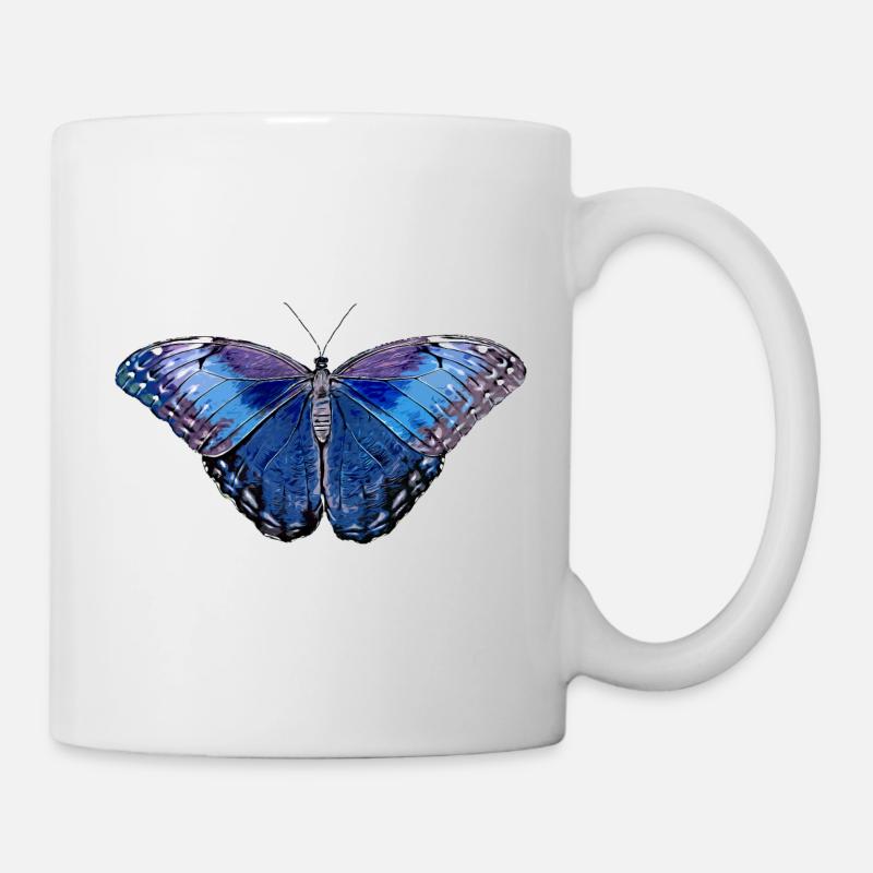 Papillon - bleu - Mug blanc - blanc
