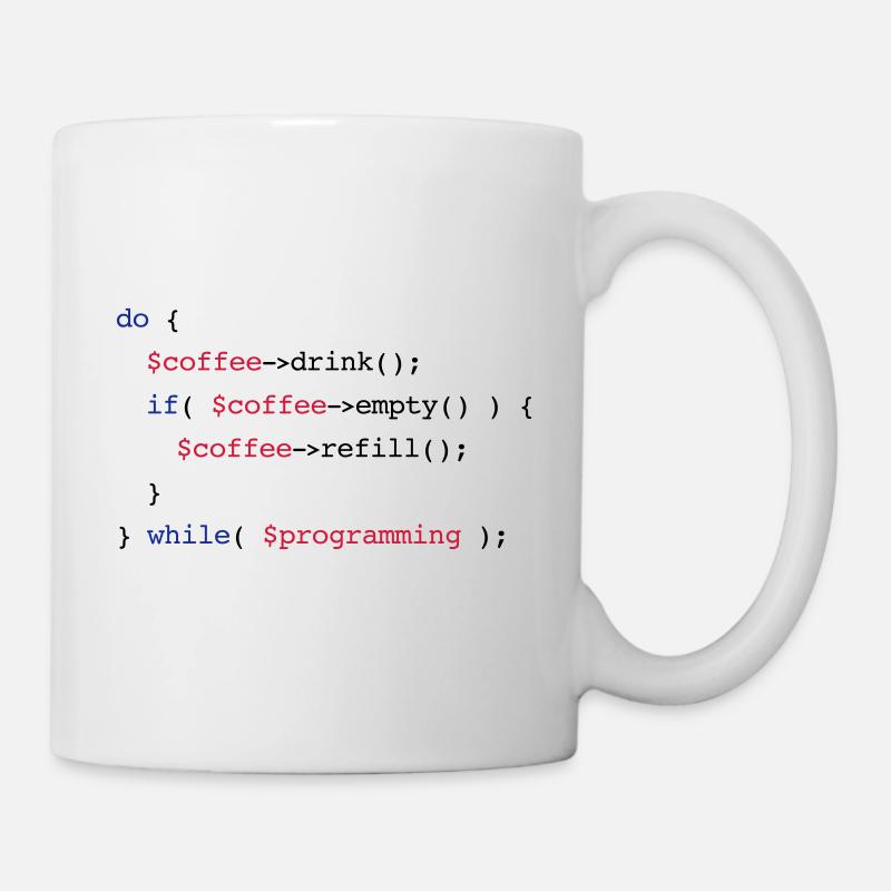 Code Coffee Refill Programmierung PHP - Tasse - Weiß