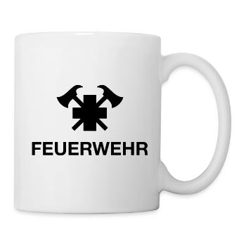 Schweizer Feuerwehrkreuz mit Schriftzug - Tasse - Weiß - Rechts
