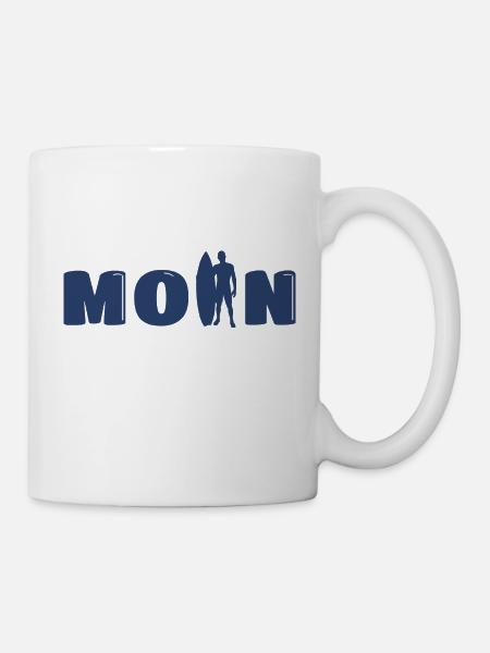 Moin mit Surfer - Tasse - Weiß