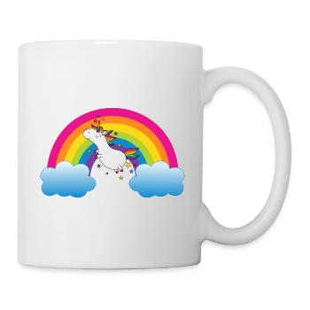 Regenbogen mit Einhorn - Tasse - Weiß - Rechts