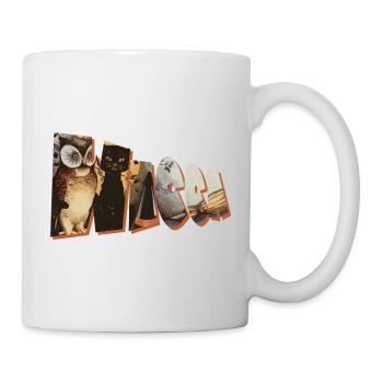 balai chat hibou lettrage wicca - Mug blanc - blanc - Droite