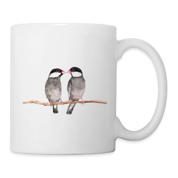 Zwei küssende Reisvögel - Tasse - Weiß - Rechts