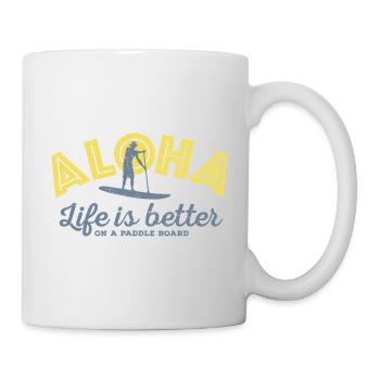 Aloha - La vie est meilleure sur une planche de paddle (hommes) - Mug blanc - blanc - Droite