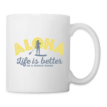 Aloha - La vie est meilleure sur une planche de paddle (femmes) - Mug blanc - blanc - Droite