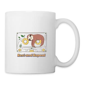 Sloth with cassette rest and repeat - Mug - white - Right