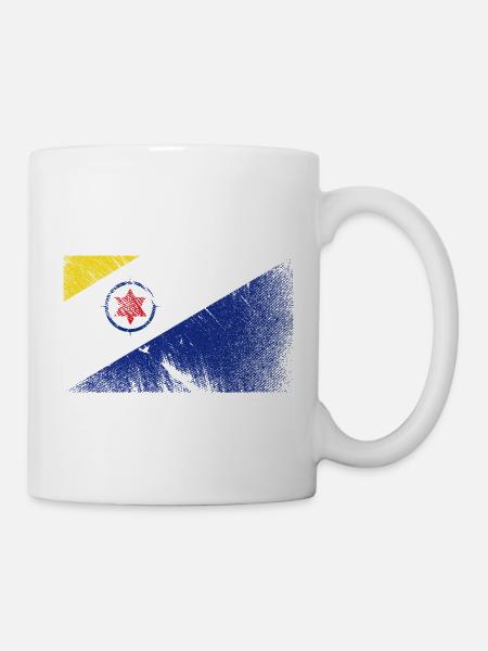 Bonaire Flag - Vintage Grunge - Mug - white